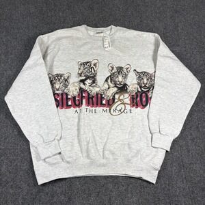 Vintage 90's Siegfried & Roy At The Mirage White Tiger Crewneck Sweatshirt Sz L